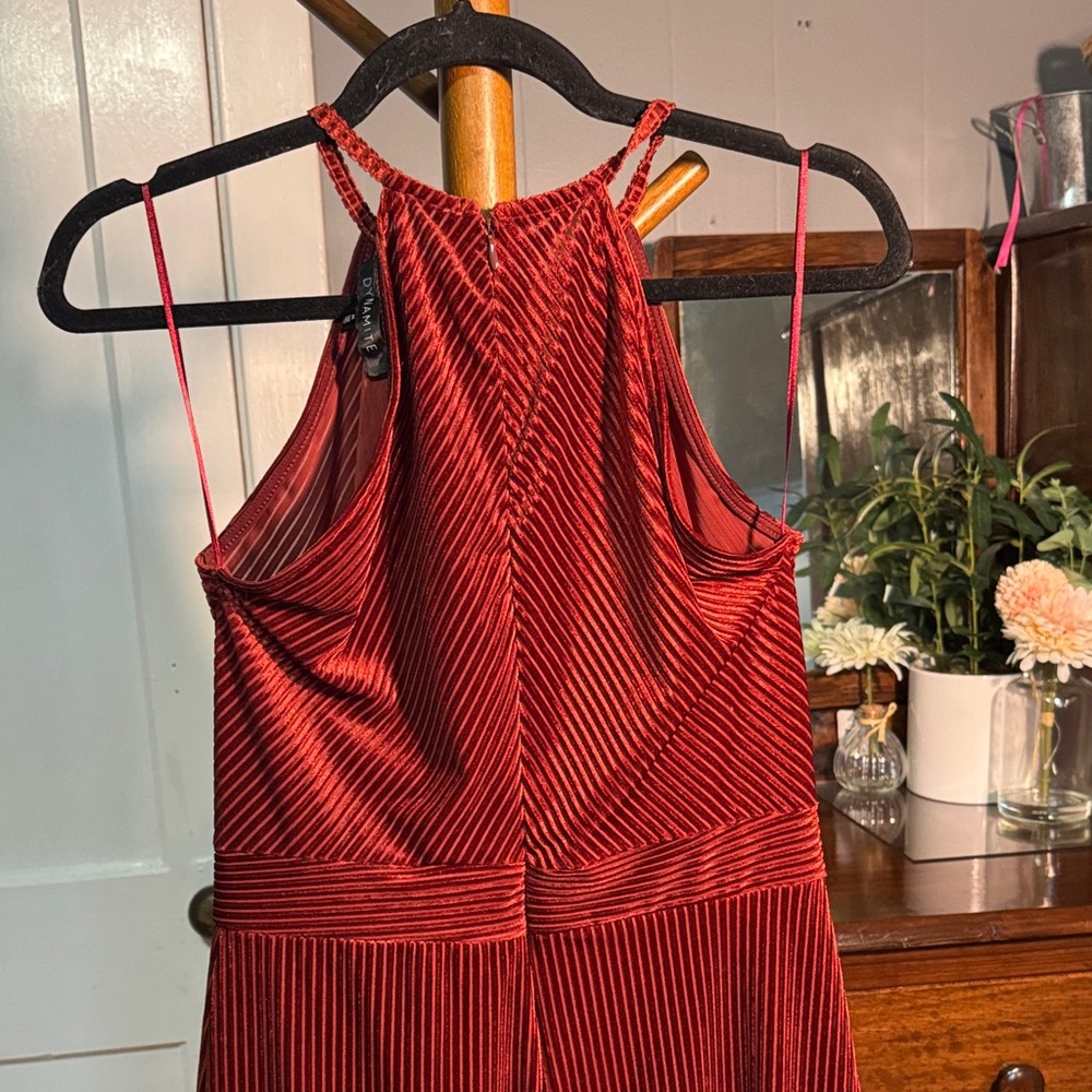 🤎 Dynamite Burnt Orange Velvet Midi Dress — Size M - Picture 5 of 7